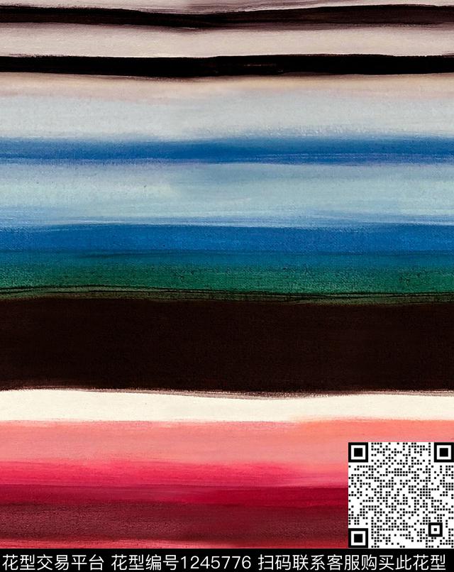 条纹彩虹水彩数码印花华亿平台下载（图片编号: 1245776） - 瓦栏（Walan）