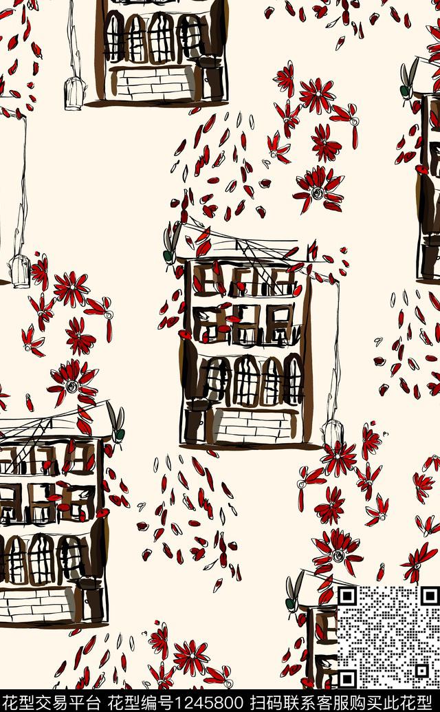 大牌风花卉绿植树叶数码印花华亿平台下载（图片编号: 1245800） - 瓦栏（Walan）