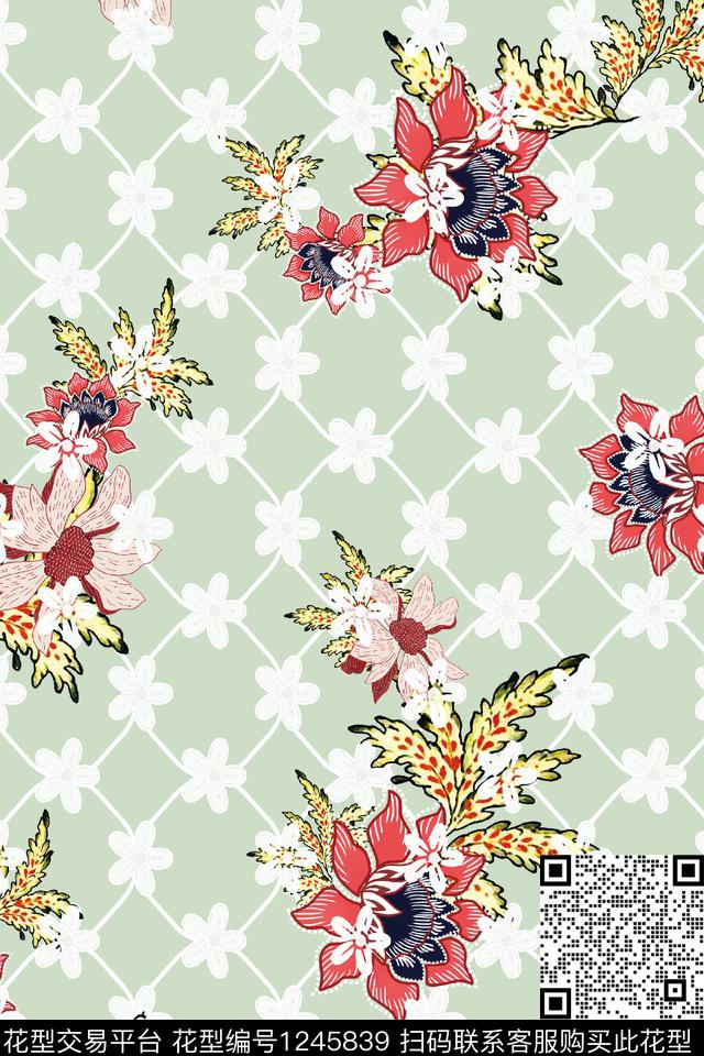 花卉大牌风数码印花华亿平台下载（图片编号: 1245839） - 瓦栏（Walan）
