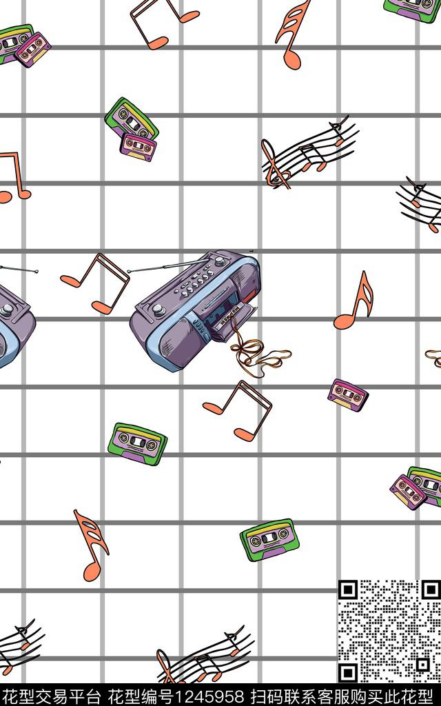 趣味卡通格子数码印花华亿平台下载（图片编号: 1245958） - 瓦栏（Walan）