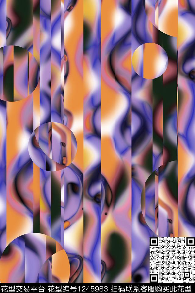 条纹几何抽象数码印花华亿平台下载（图片编号: 1245983） - 瓦栏（Walan）