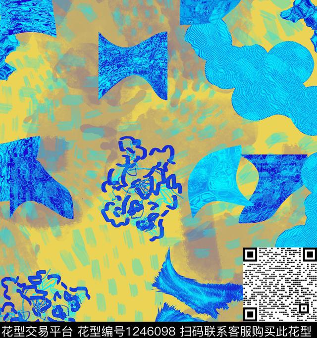 格子几何抽象数码印花华亿平台下载（图片编号: 1246098） - 瓦栏（Walan）