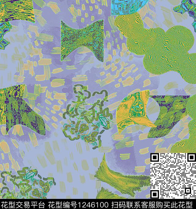 格子几何抽象数码印花华亿平台下载（图片编号: 1246100） - 瓦栏（Walan）