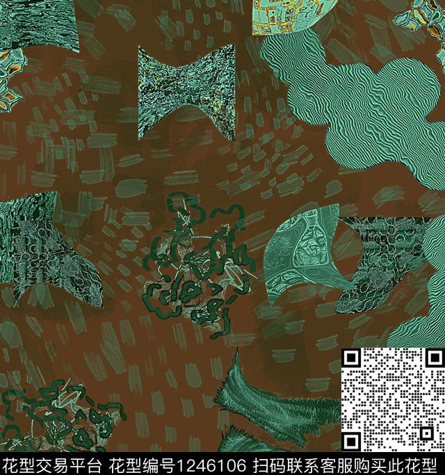 格子几何抽象数码印花华亿平台下载（图片编号: 1246106） - 瓦栏（Walan）