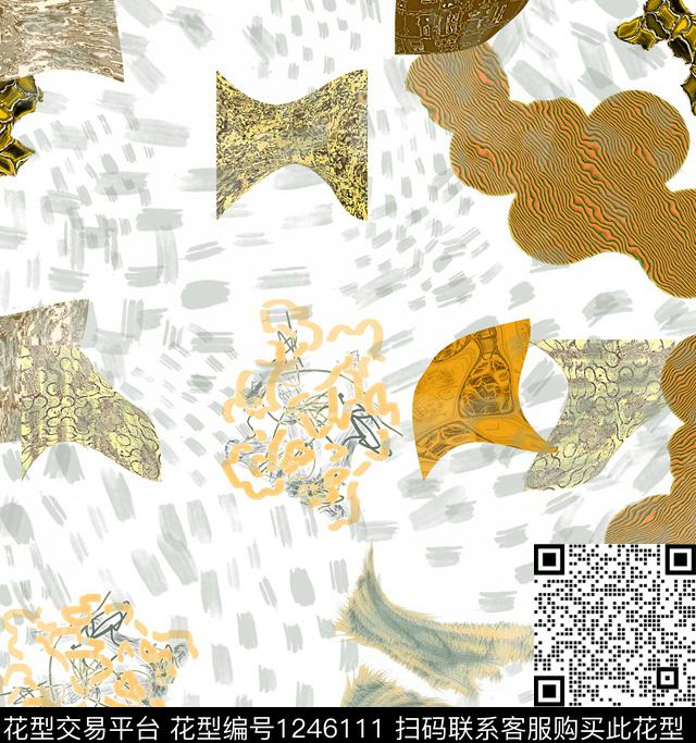 格子几何抽象数码印花华亿平台下载（图片编号: 1246111） - 瓦栏（Walan）