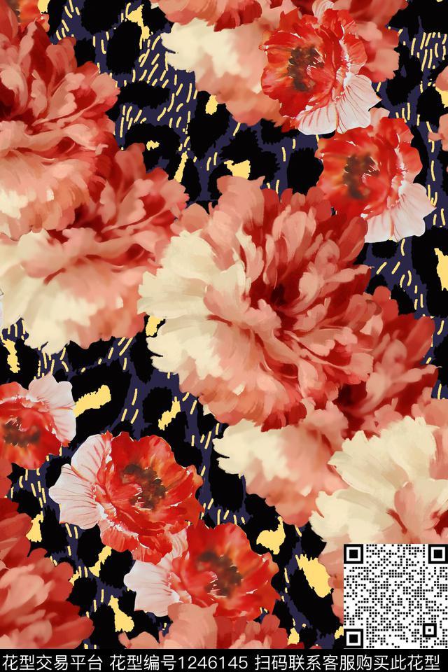 数码华亿平台手绘花卉时尚连衣裙数码印花华亿平台下载（图片编号: 1246145） - 瓦栏（Walan）