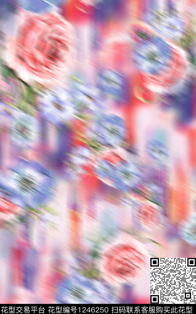 花卉朦胧花卉梦幻花卉数码印花华亿平台下载（图片编号: 1246250） - 瓦栏（Walan）