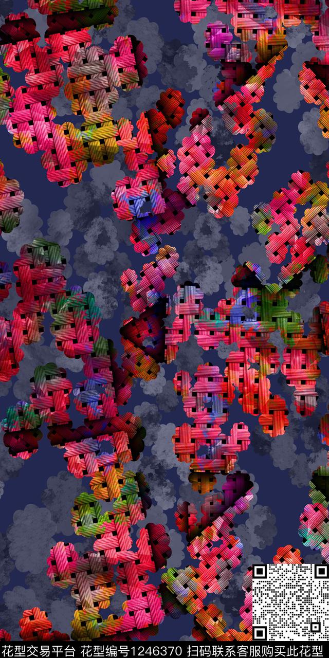 大牌风格子几何数码印花华亿平台下载（图片编号: 1246370） - 瓦栏（Walan）