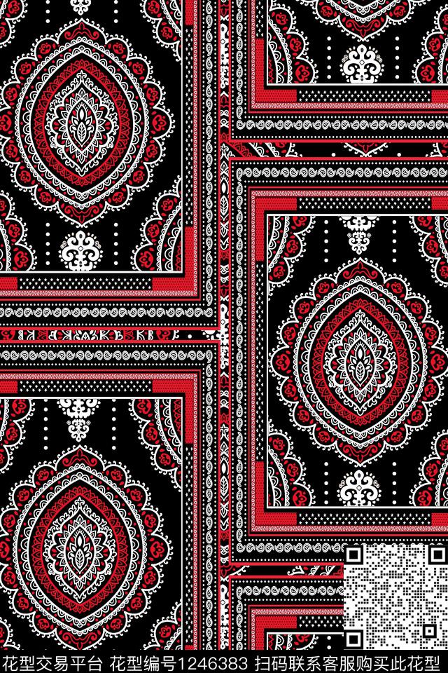 格子几何线条数码印花华亿平台下载（图片编号: 1246383） - 瓦栏（Walan）