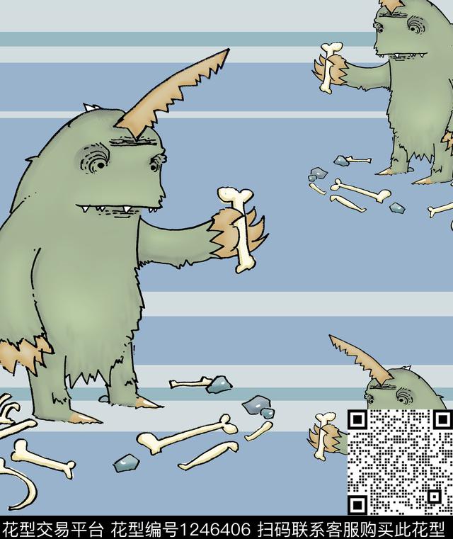 犀牛变色龙蓝色数码印花华亿平台下载（图片编号: 1246406） - 瓦栏（Walan）