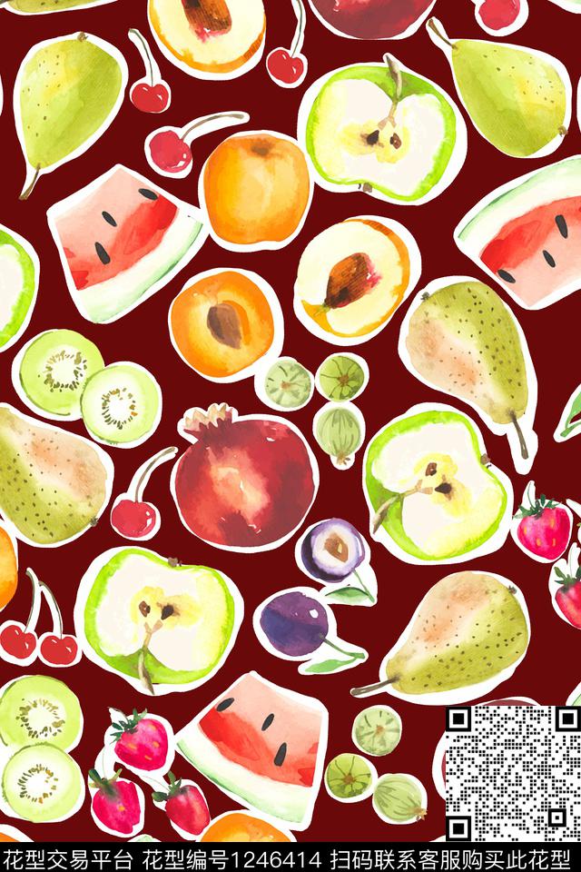 苹果水果女装数码印花华亿平台下载（图片编号: 1246414） - 瓦栏（Walan）