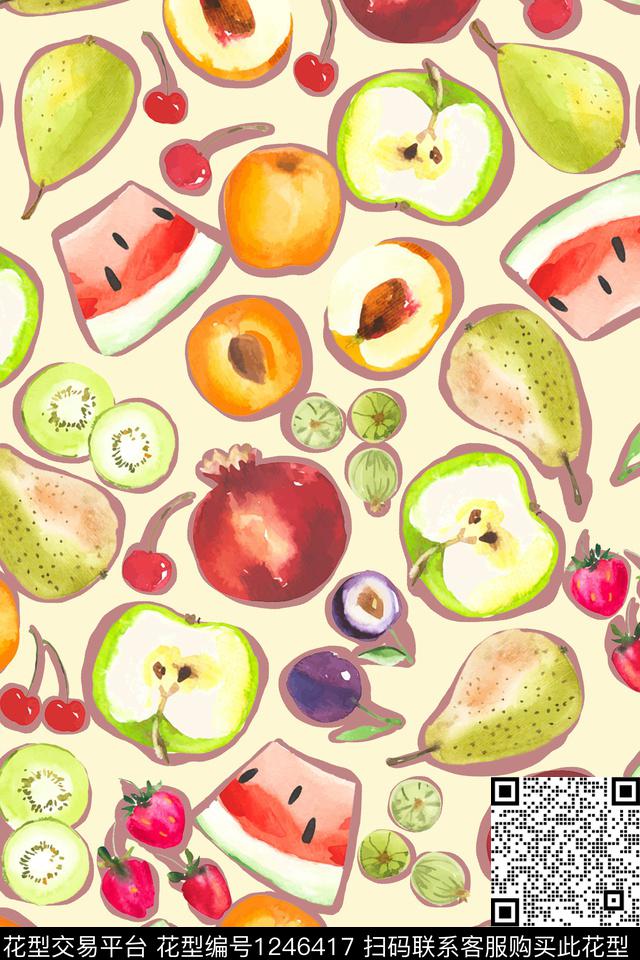 苹果水果女装数码印花华亿平台下载（图片编号: 1246417） - 瓦栏（Walan）