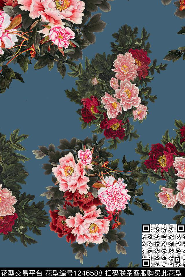 花卉女装数码印花华亿平台下载（图片编号: 1246588） - 瓦栏（Walan）