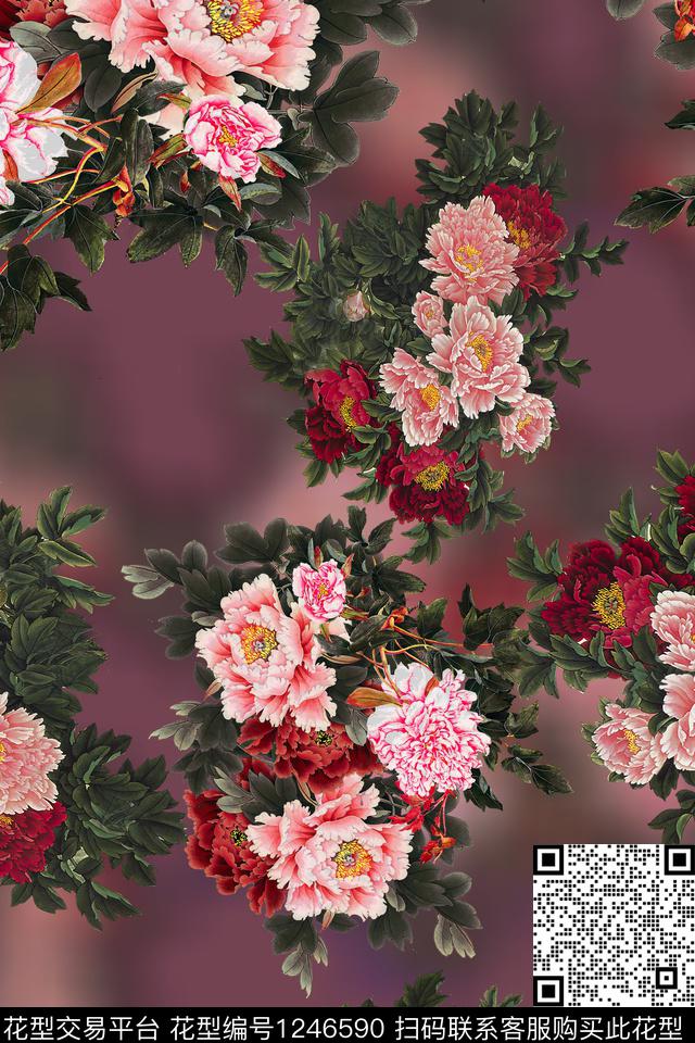 花卉女装数码印花华亿平台下载（图片编号: 1246590） - 瓦栏（Walan）