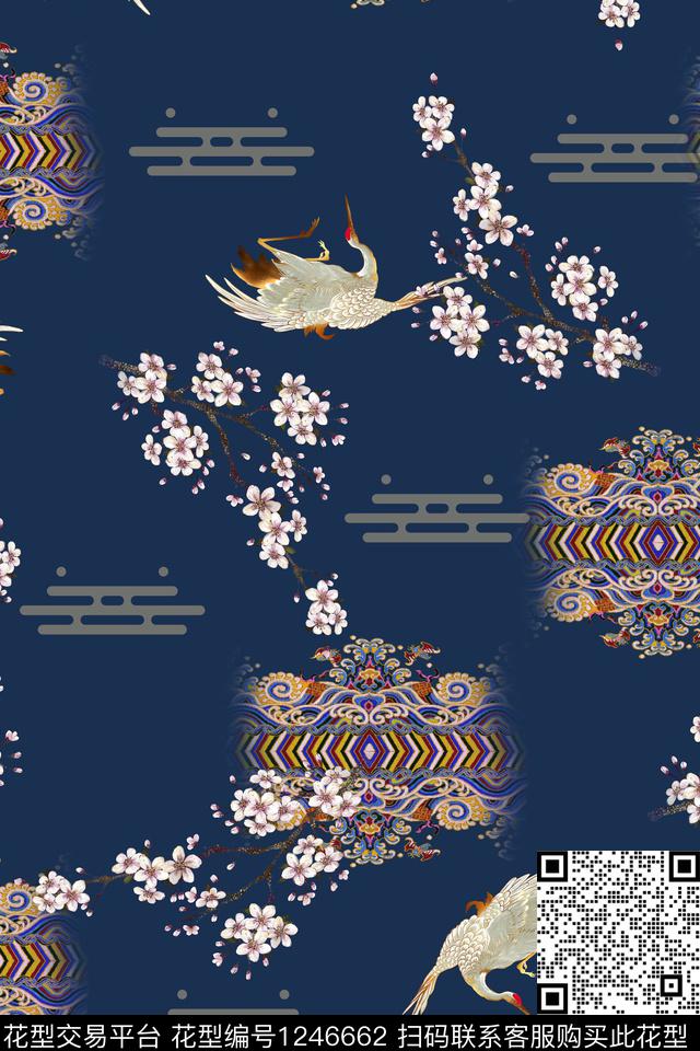 花卉中国风女装数码印花华亿平台下载（图片编号: 1246662） - 瓦栏（Walan）