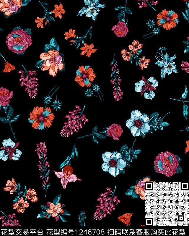 郁金香兰花柠檬数码印花华亿平台下载（图片编号: 1246708） - 瓦栏（Walan）