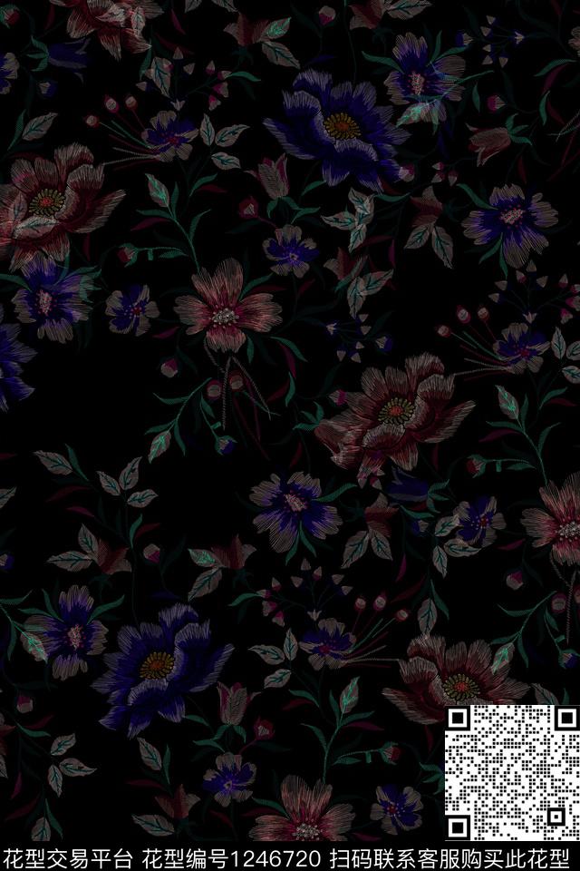 时尚民族风绣花华亿平台数码印花华亿平台下载（图片编号: 1246720） - 瓦栏（Walan）