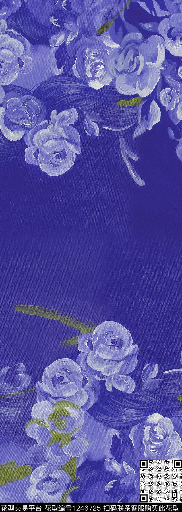 玫瑰花中国红油画华亿平台数码印花华亿平台下载（图片编号: 1246725） - 瓦栏（Walan）