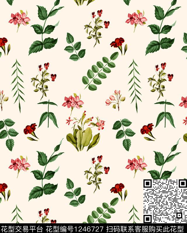 郁金香兰花柠檬数码印花华亿平台下载（图片编号: 1246727） - 瓦栏（Walan）