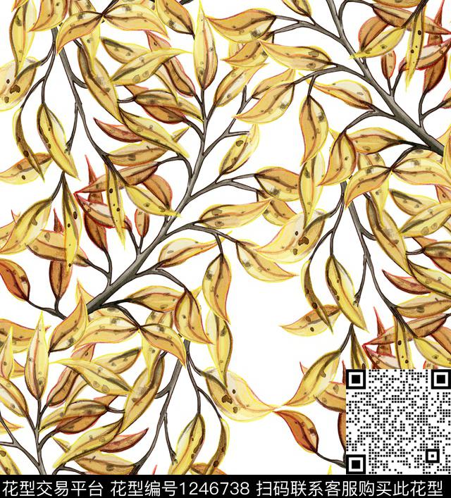 郁金香兰花柠檬数码印花华亿平台下载（图片编号: 1246738） - 瓦栏（Walan）