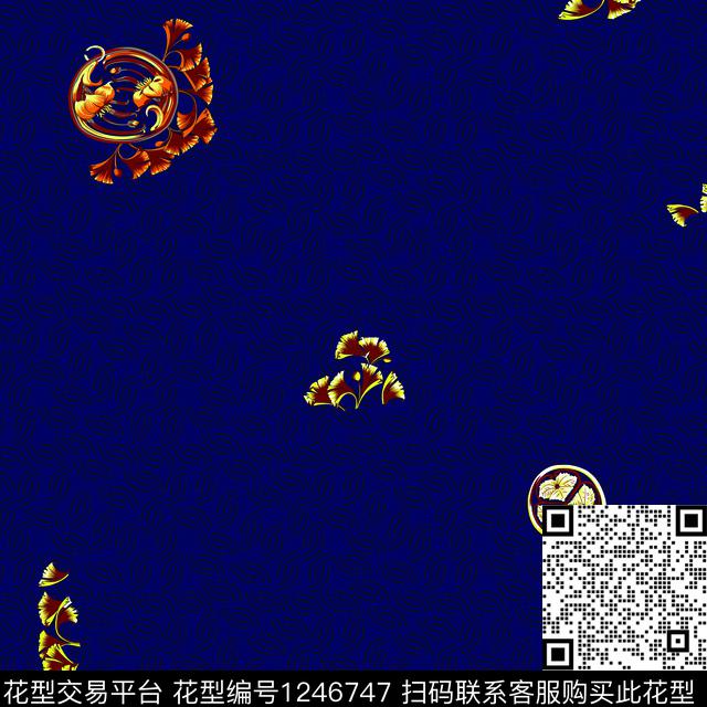 线条底纹银杏叶子贵族华亿平台传统印花华亿平台下载（图片编号: 1246747） - 瓦栏（Walan）