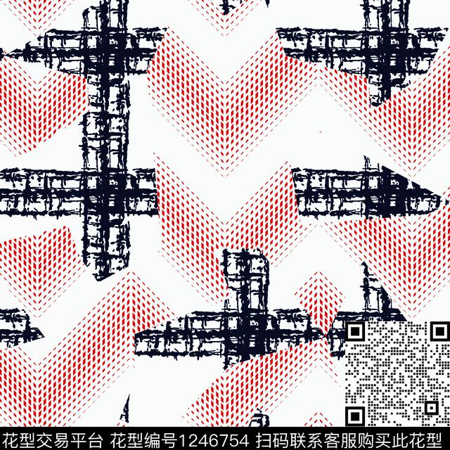 抽象男装格子传统印花华亿平台下载（图片编号: 1246754） - 瓦栏（Walan）