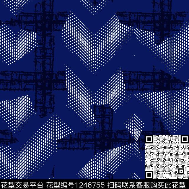 抽象男装格子波浪纹传统印花华亿平台下载（图片编号: 1246755） - 瓦栏（Walan）