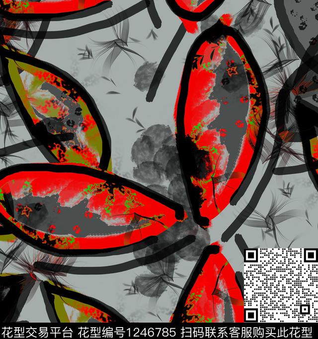 抽象手绘格子数码印花华亿平台下载（图片编号: 1246785） - 瓦栏（Walan）