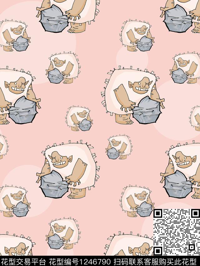 艺术蓝色小怪兽数码印花华亿平台下载（图片编号: 1246790） - 瓦栏（Walan）