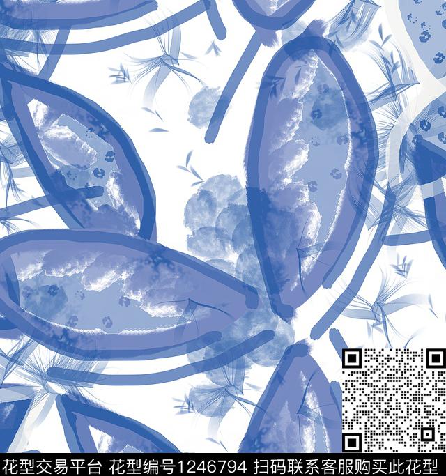 抽象手绘格子数码印花华亿平台下载（图片编号: 1246794） - 瓦栏（Walan）