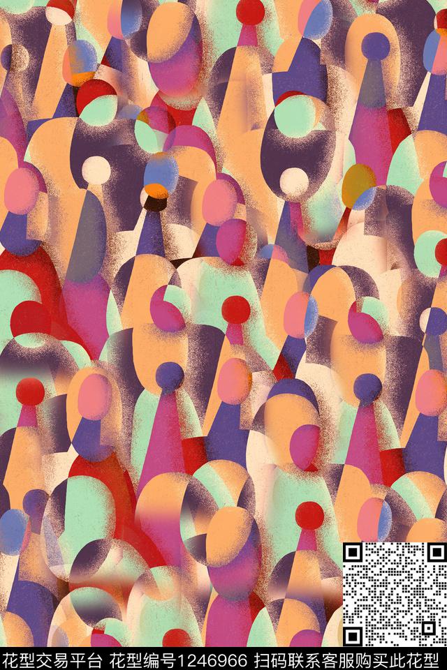 复古抽象大牌风数码印花华亿平台下载（图片编号: 1246966） - 瓦栏（Walan）