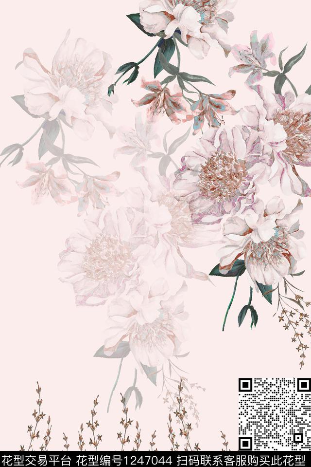 花卉素雅大牌风数码印花华亿平台下载（图片编号: 1247044） - 瓦栏（Walan）