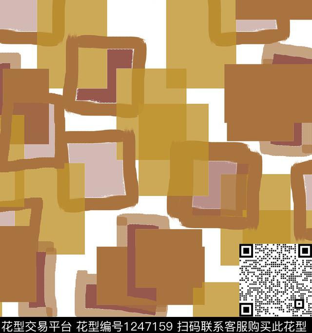 抽象手绘几何数码印花华亿平台下载（图片编号: 1247159） - 瓦栏（Walan）