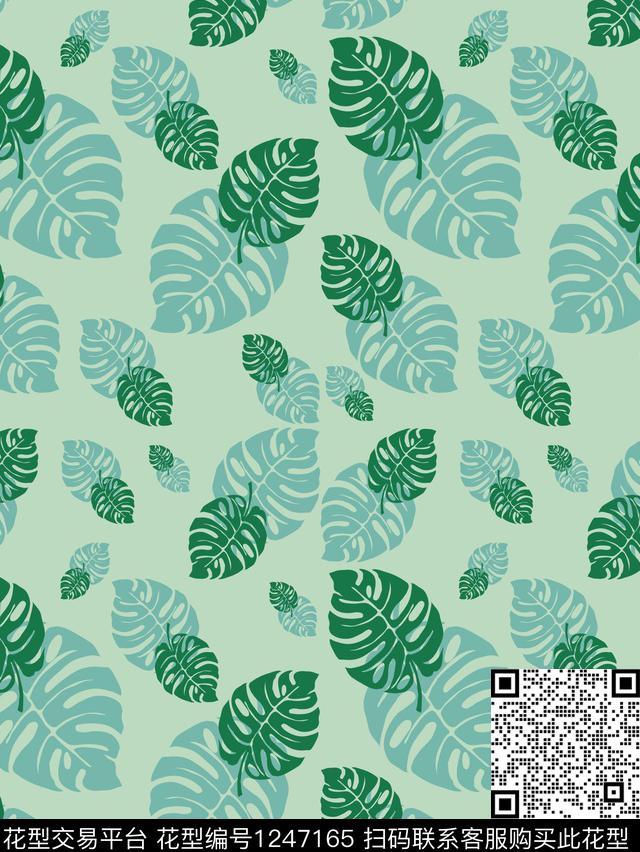 简欧花卉绿植树叶数码印花华亿平台下载（图片编号: 1247165） - 瓦栏（Walan）