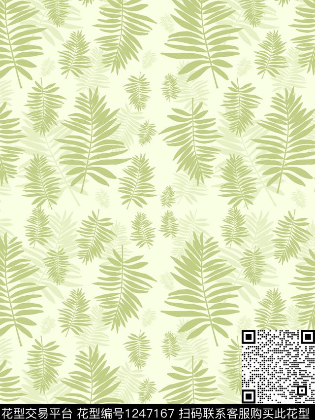 简欧花卉绿植树叶数码印花华亿平台下载（图片编号: 1247167） - 瓦栏（Walan）