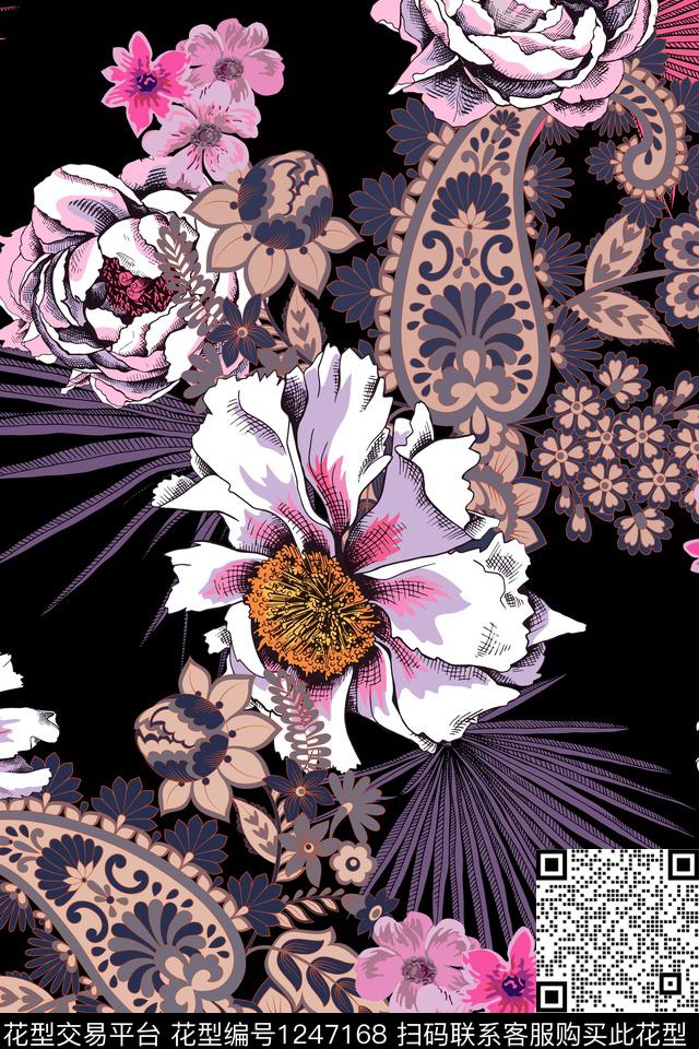 复古花卉佩斯利数码印花华亿平台下载（图片编号: 1247168） - 瓦栏（Walan）