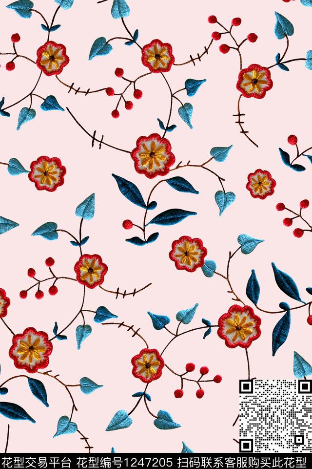 大牌风花卉小碎花数码印花华亿平台下载（图片编号: 1247205） - 瓦栏（Walan）