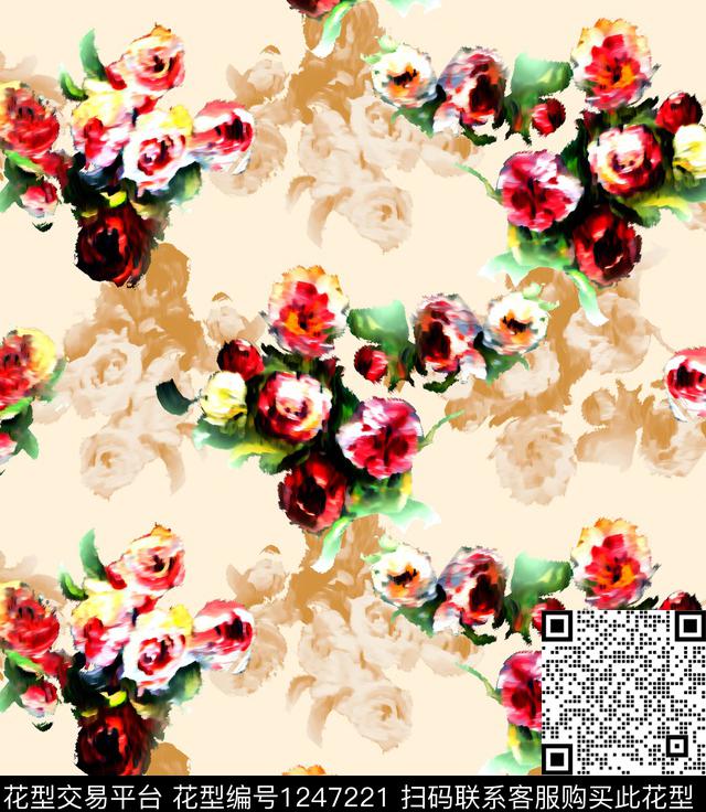 郁金香小碎花玫瑰花数码印花华亿平台下载（图片编号: 1247221） - 瓦栏（Walan）