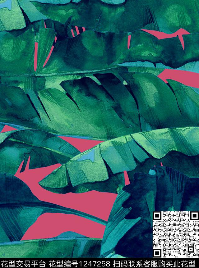 手绘棕榈树热带华亿平台数码印花华亿平台下载（图片编号: 1247258） - 瓦栏（Walan）