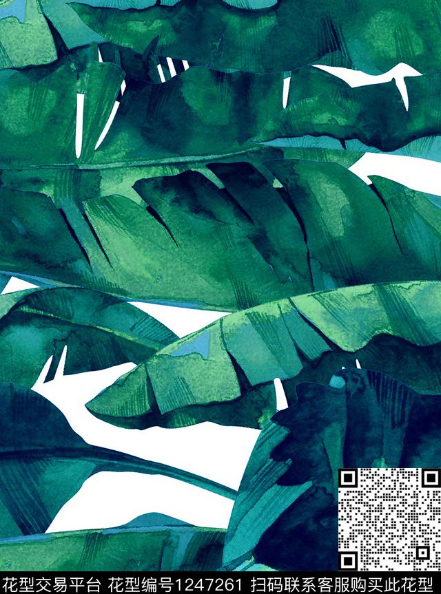 手绘棕榈树热带华亿平台数码印花华亿平台下载（图片编号: 1247261） - 瓦栏（Walan）