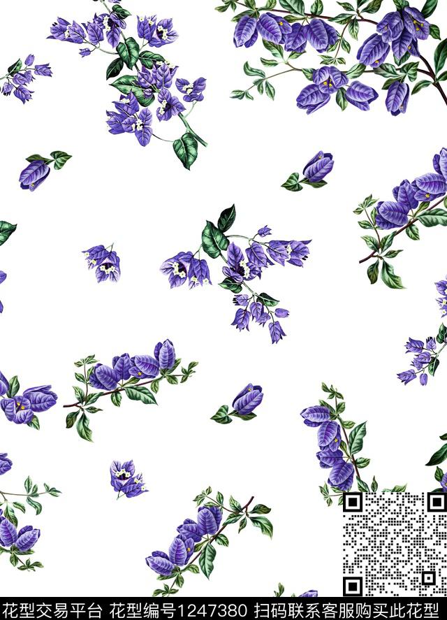 郁金香小碎花玫瑰花数码印花华亿平台下载（图片编号: 1247380） - 瓦栏（Walan）