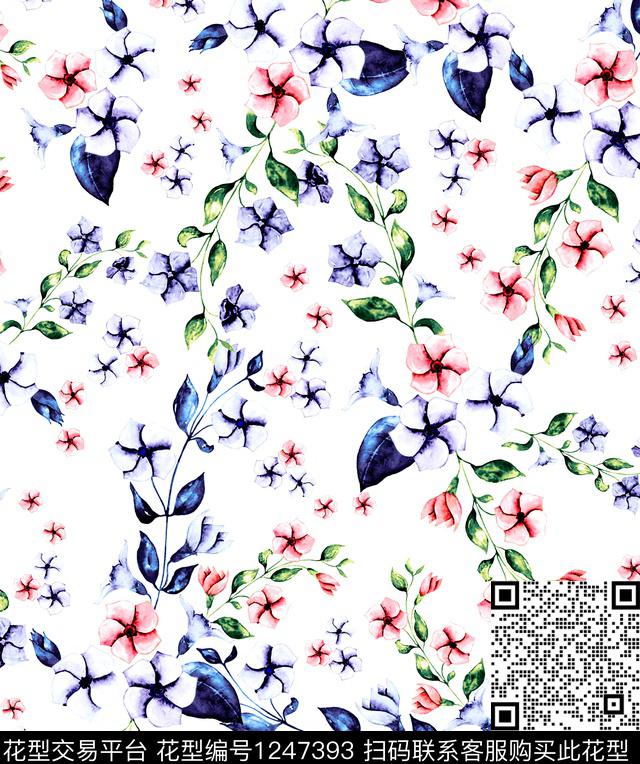 郁金香小碎花玫瑰花数码印花华亿平台下载（图片编号: 1247393） - 瓦栏（Walan）