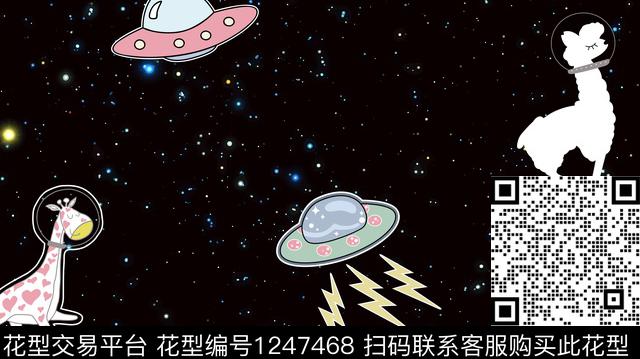 卡通动物飞船星空数码印花华亿平台下载（图片编号: 1247468） - 瓦栏（Walan）