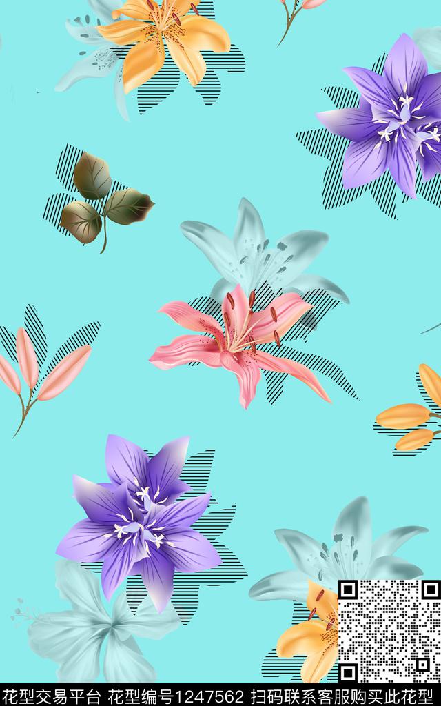 花卉趣味数码印花华亿平台下载（图片编号: 1247562） - 瓦栏（Walan）