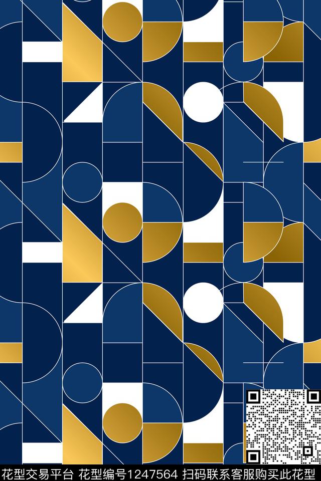 线条复古抽象数码印花华亿平台下载（图片编号: 1247564） - 瓦栏（Walan）