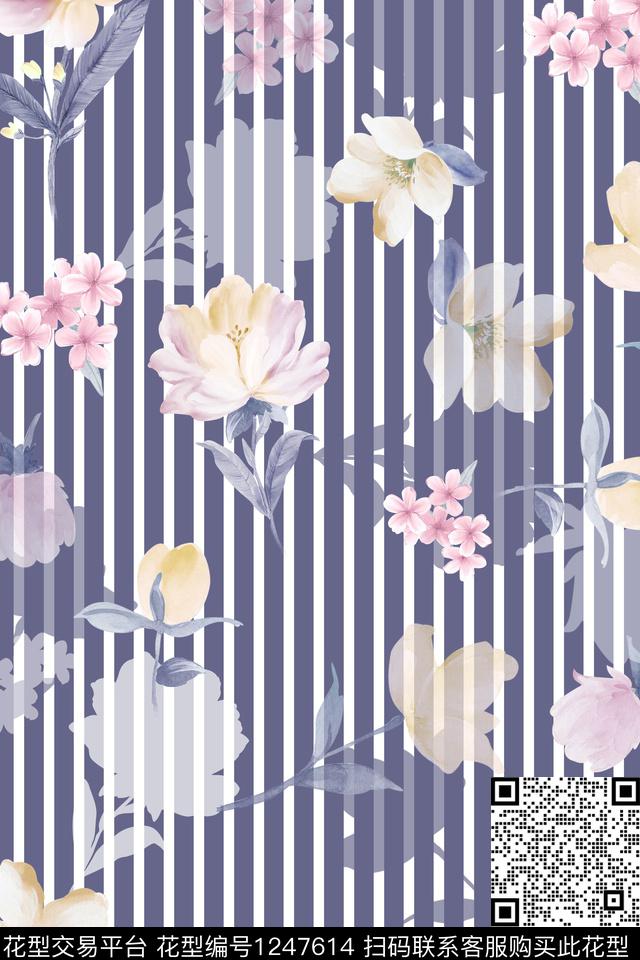 连衣裙手绘花卉女青年服饰传统印花华亿平台下载（图片编号: 1247614） - 瓦栏（Walan）