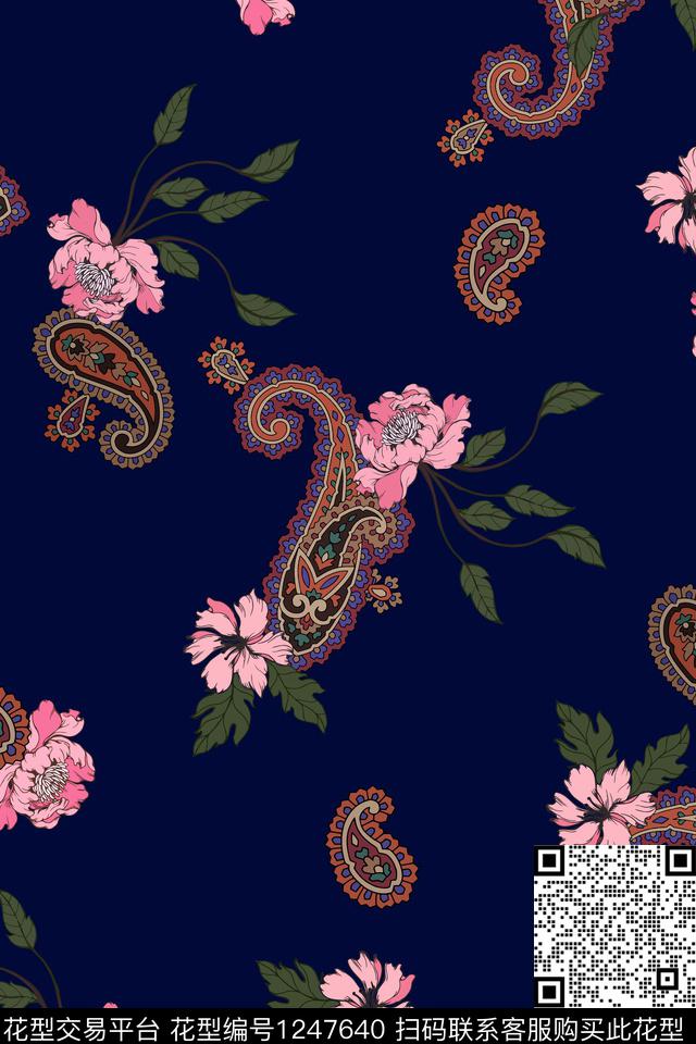 花卉佩斯利小碎花数码印花华亿平台下载（图片编号: 1247640） - 瓦栏（Walan）
