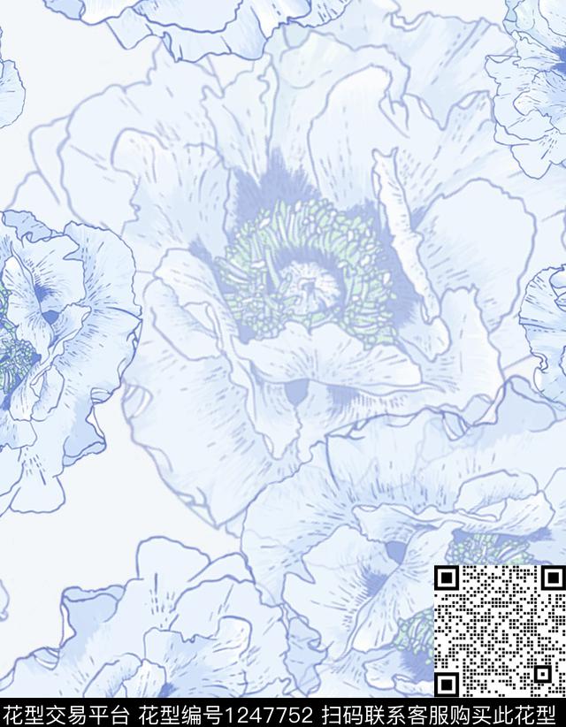 小清新花卉大牌风传统印花华亿平台下载（图片编号: 1247752） - 瓦栏（Walan）