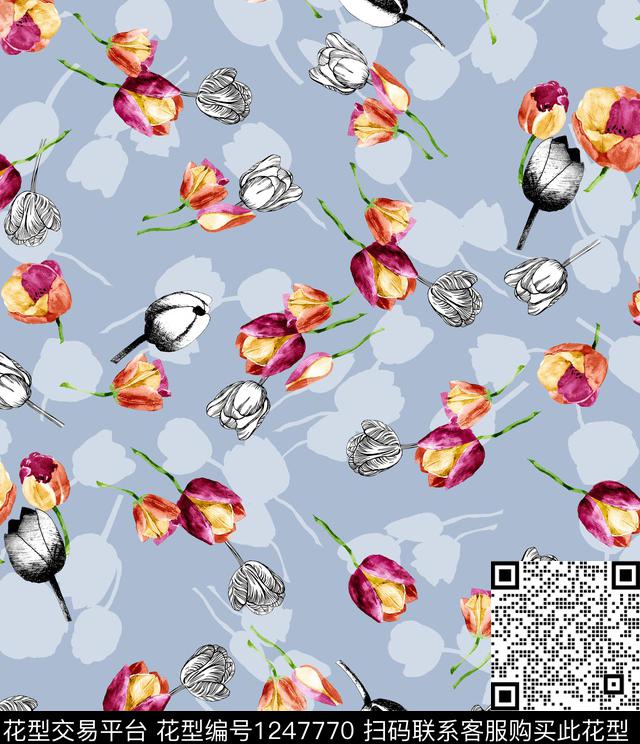 郁金香牡丹LV数码印花华亿平台下载（图片编号: 1247770） - 瓦栏（Walan）