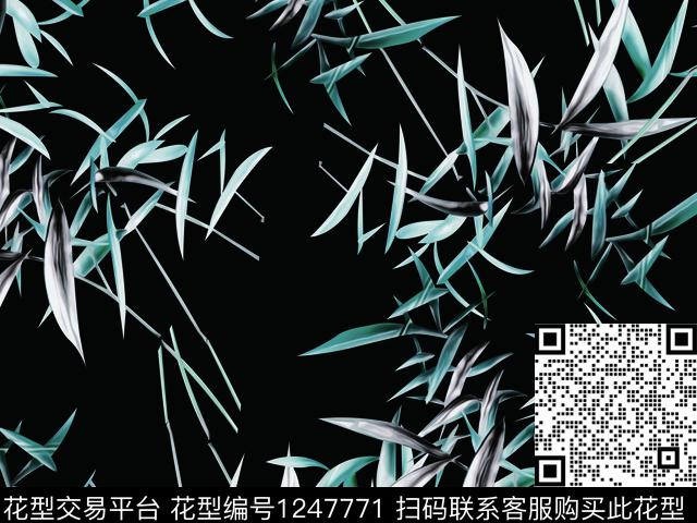 黑底花卉抽象花卉数码花卉数码印花华亿平台下载（图片编号: 1247771） - 瓦栏（Walan）